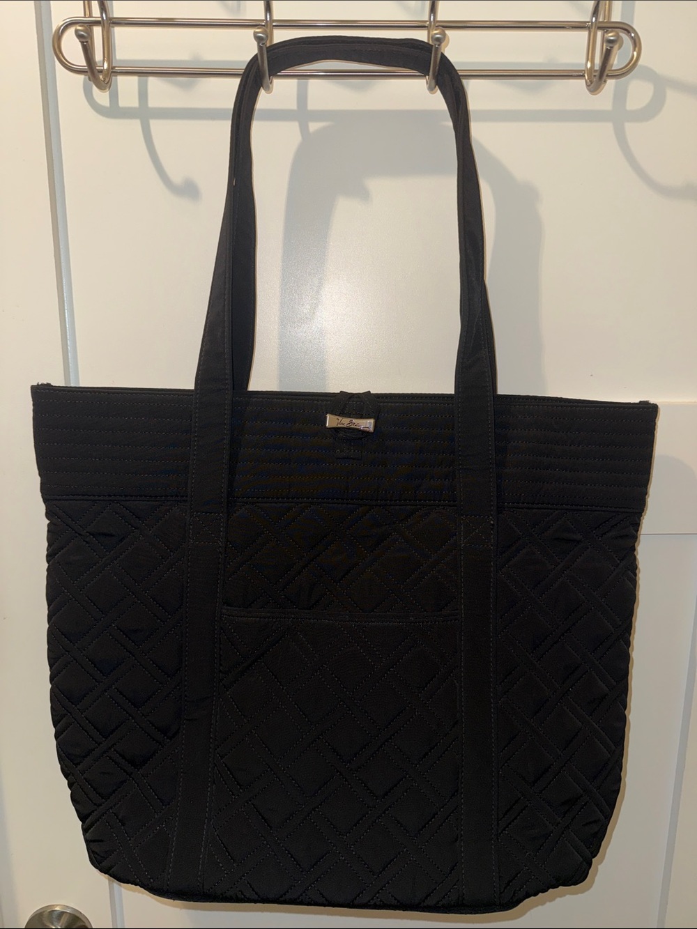 Vera Bradley Black Quilted Vera Tote Like New Condition